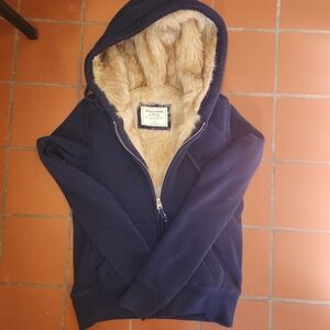 Abercrombie & Fitch Faux Fur Lined Zip Up Hoodie NWOT